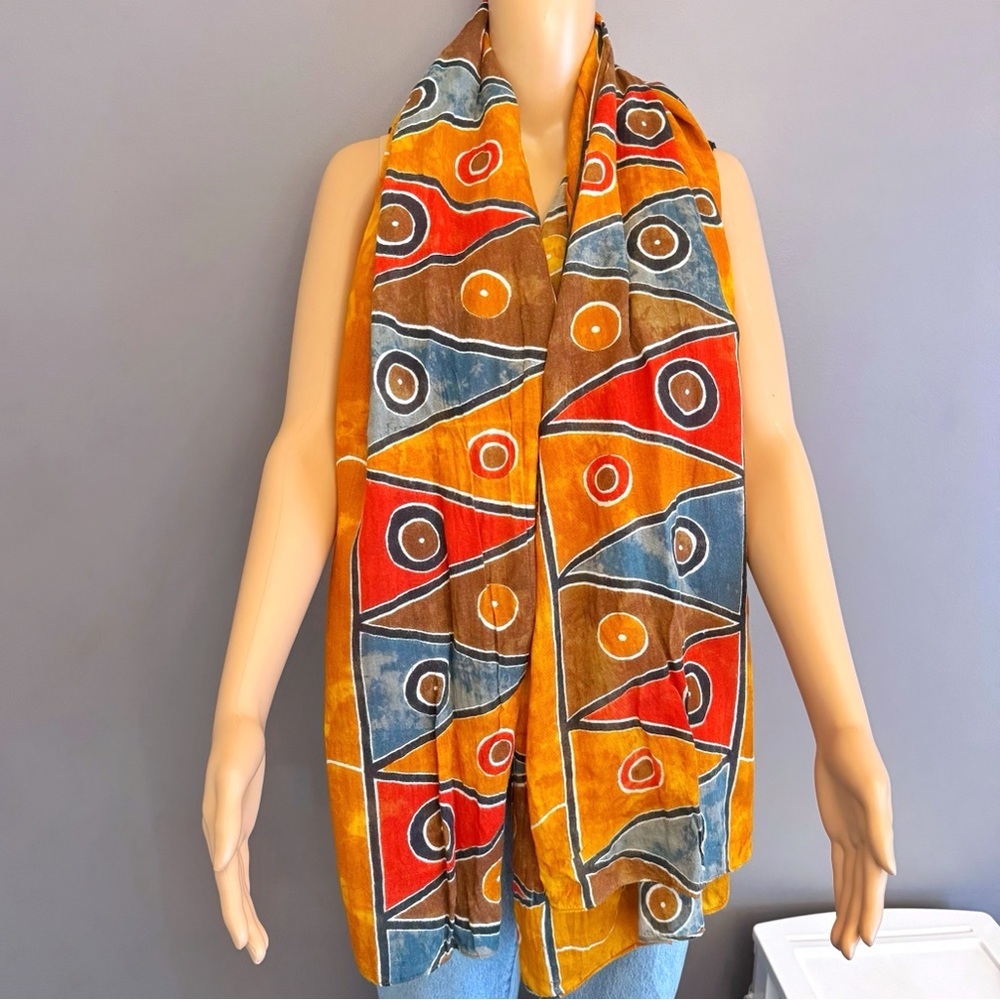 Vintage Colorful Boho Artsy Soft Festival Hippie Pattern Scarf Accessories. - Picture 3 of 8